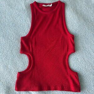 NAKD Red Tank Top with Cut-Outs | Size Medium